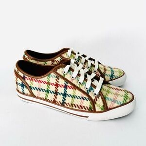 Coach NWT Dee Plaid Tattersall Wool Sneakers Women’s 8 Multicolor Plaid Sneakers